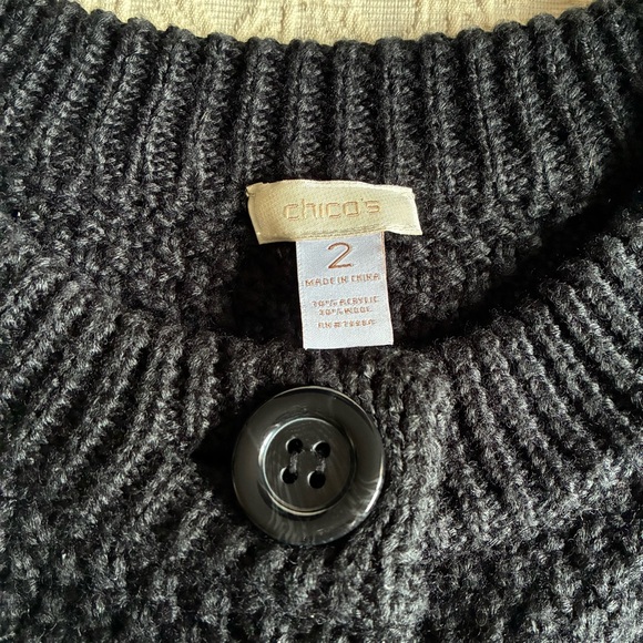 Chico's Wool Blend Black Knit Cardigan Size 2 US Large/12 - Picture 5 of 7